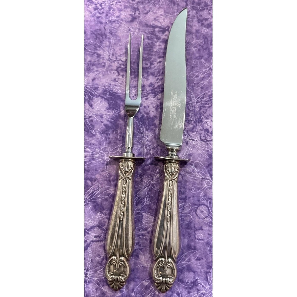 Westall Richardson Sheffield England Carving Knife Meat Fork Set Silver Plate